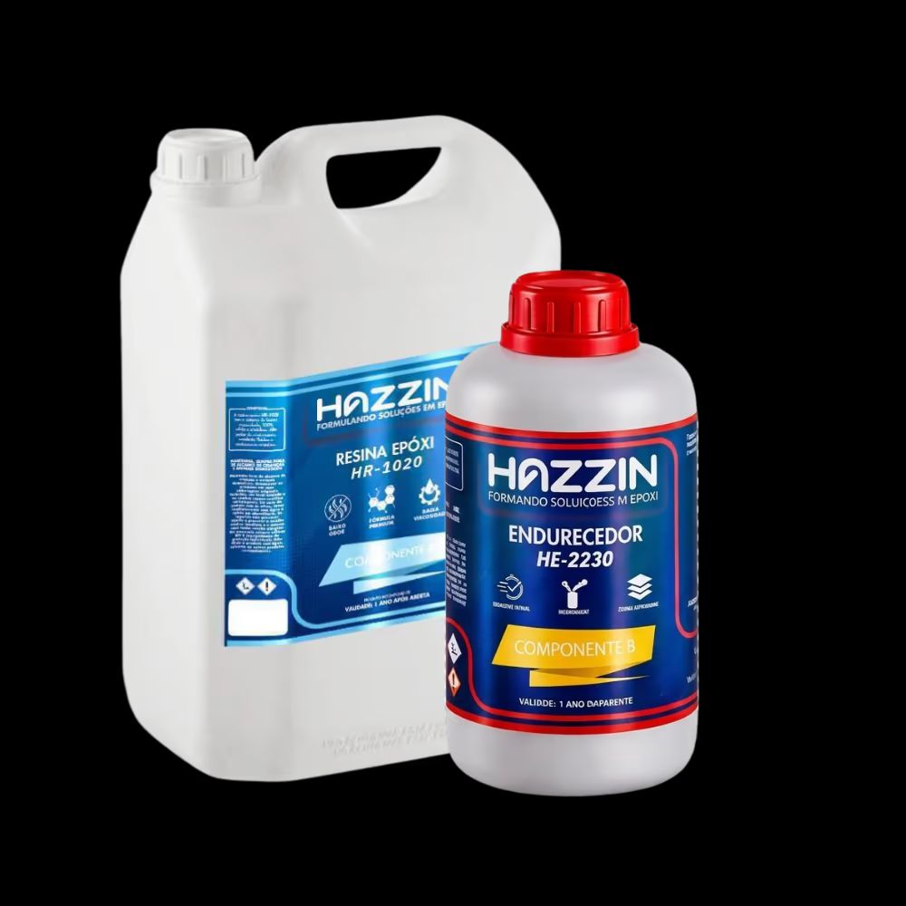 Kit do sistema de resina epóxi HE2230 da Hazzin — embalagens de resina HR1020 e endurecedor HE de média espessura para river table