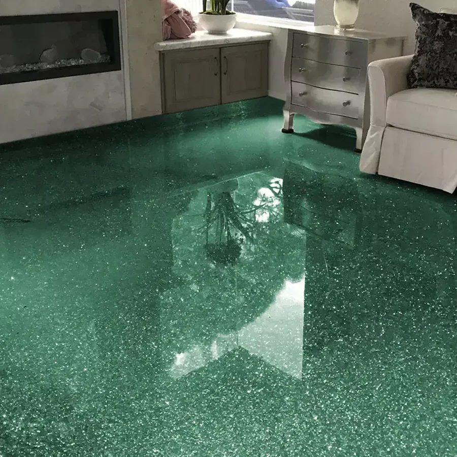 Piso de porcelanato líquido metalizado com reflexo