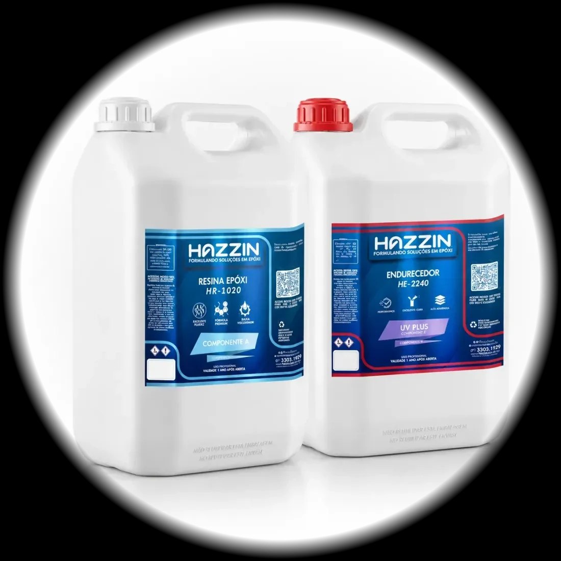 Sistema de resina epóxi HE2240 UV Plus Hazzin: galão da resina HR1020 com o endurecedor HE2240 de alta espessura