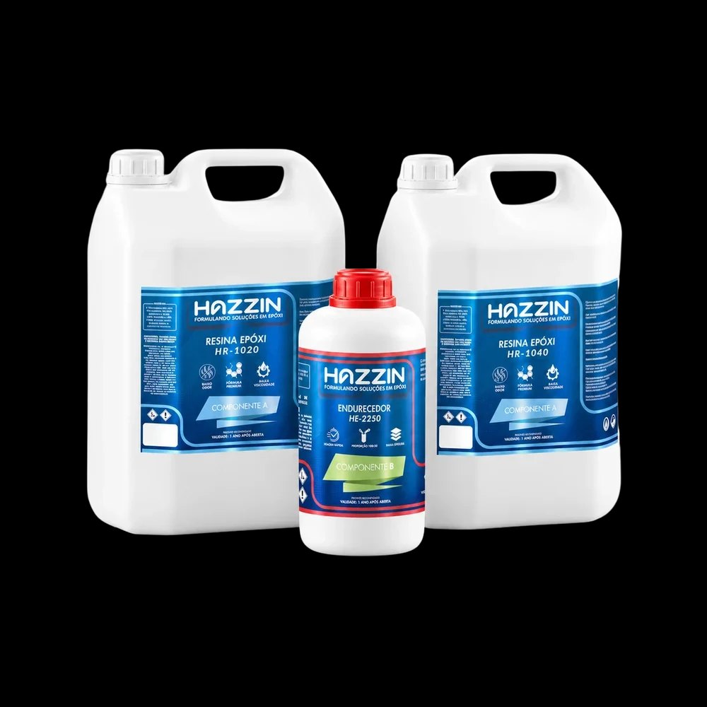 Sistema de resina epóxi HE2250 Hazzin: galões das resinas HR1020 e HR1040 com o endurecedor HE2250 de baixa espessura
