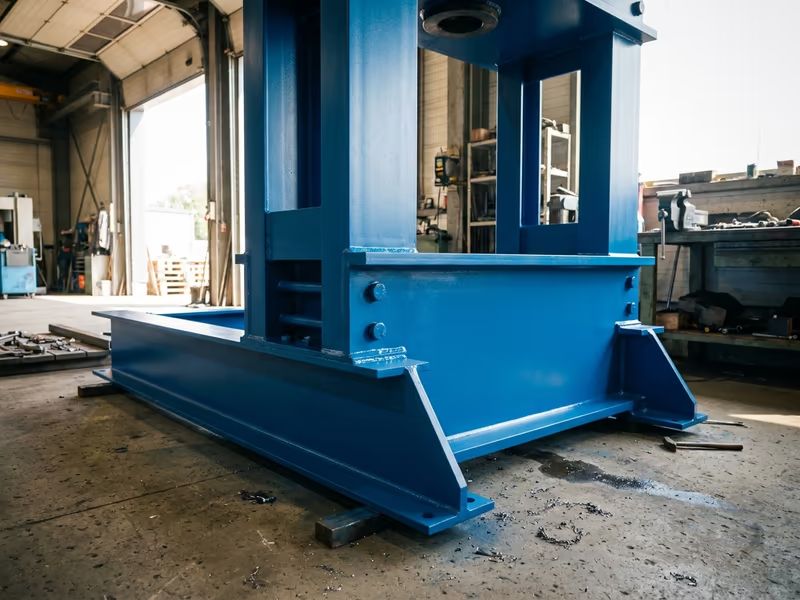Base de máquina industrial pintada com tinta epóxi anticorrosiva azul HZ-POX Steel 3X