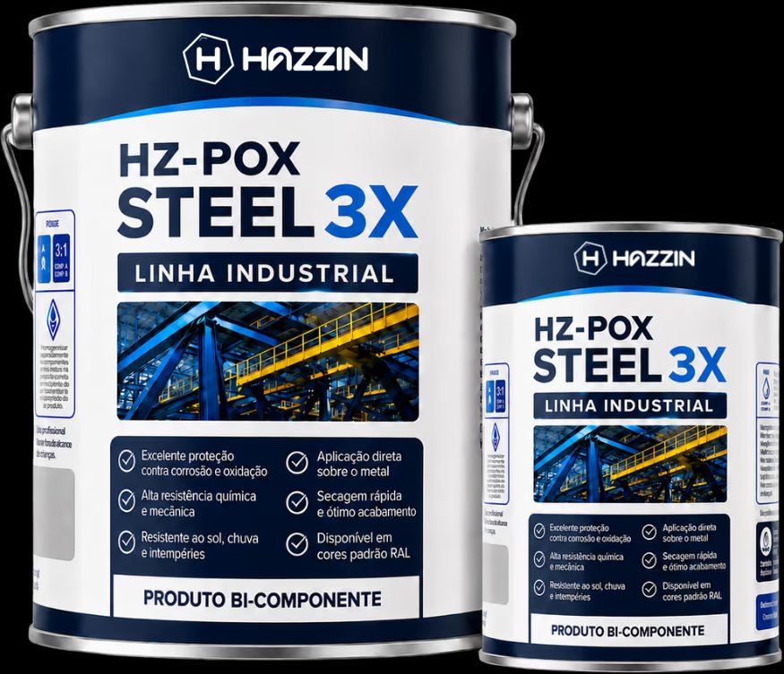 Kit da tinta epóxi anticorrosiva HZ-POX Steel 3X — galão do componente A e lata do componente B